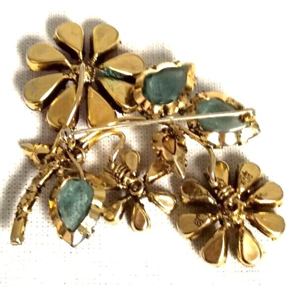 ❤️VTG SCHREINER NY Mid 50s Rhinestone Floral Multi-color En Tremblant PIN BROOCH - Picture 6 of 6